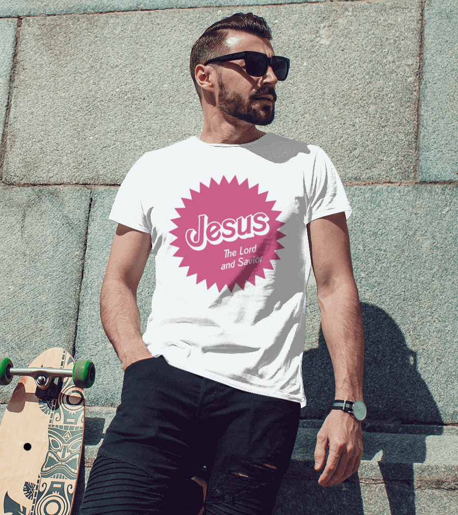 Jesus The Lord And Savior Barbie Style Pink Burst T-Shirt