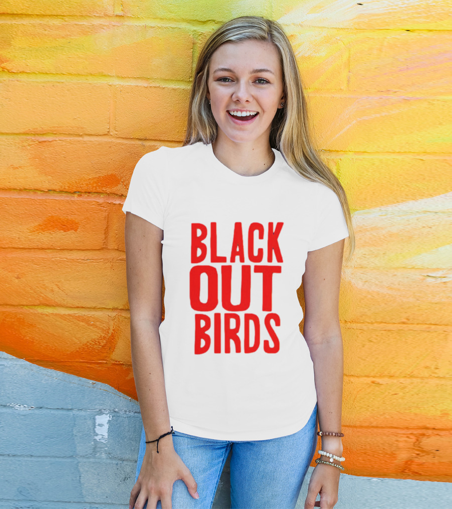 Louisville Black Out Birds Bold Red Text T-Shirt