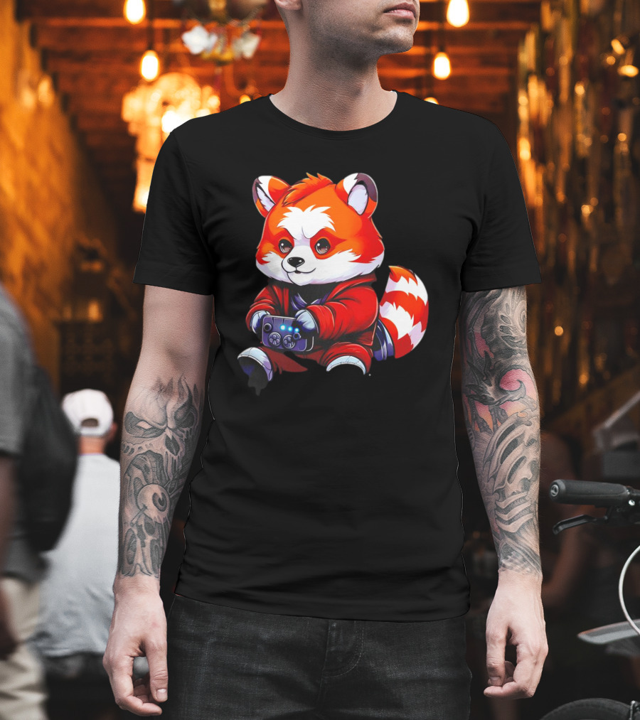 Gaming Red Panda Playing Video Games T-Shirt