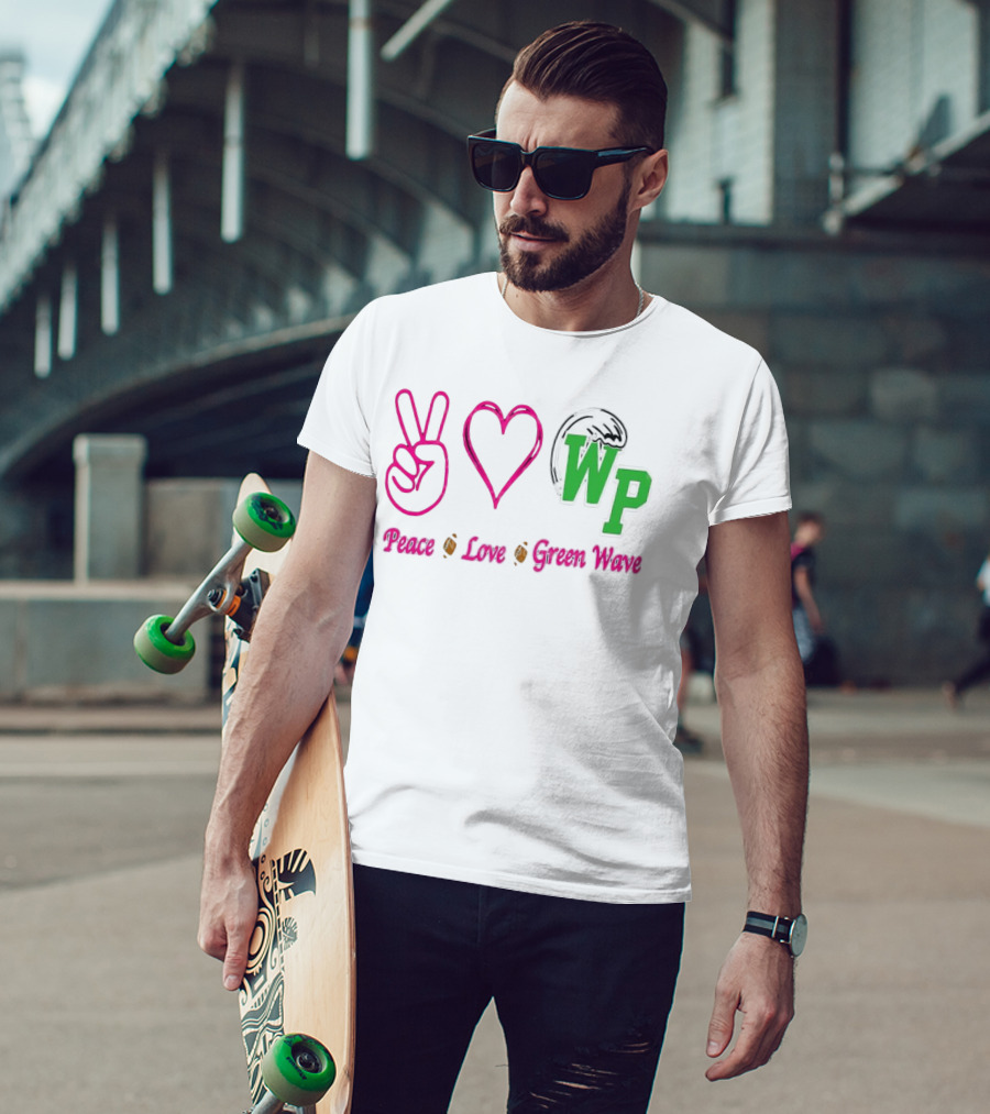 Peace Love Football WP Green Wave T-Shirt