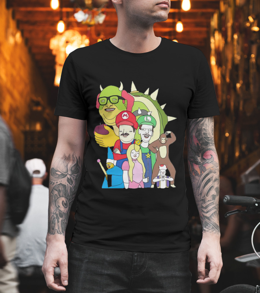 Mario Jump Brother Luigi Bowser Princess Peach Toad and Friends T-Shirt