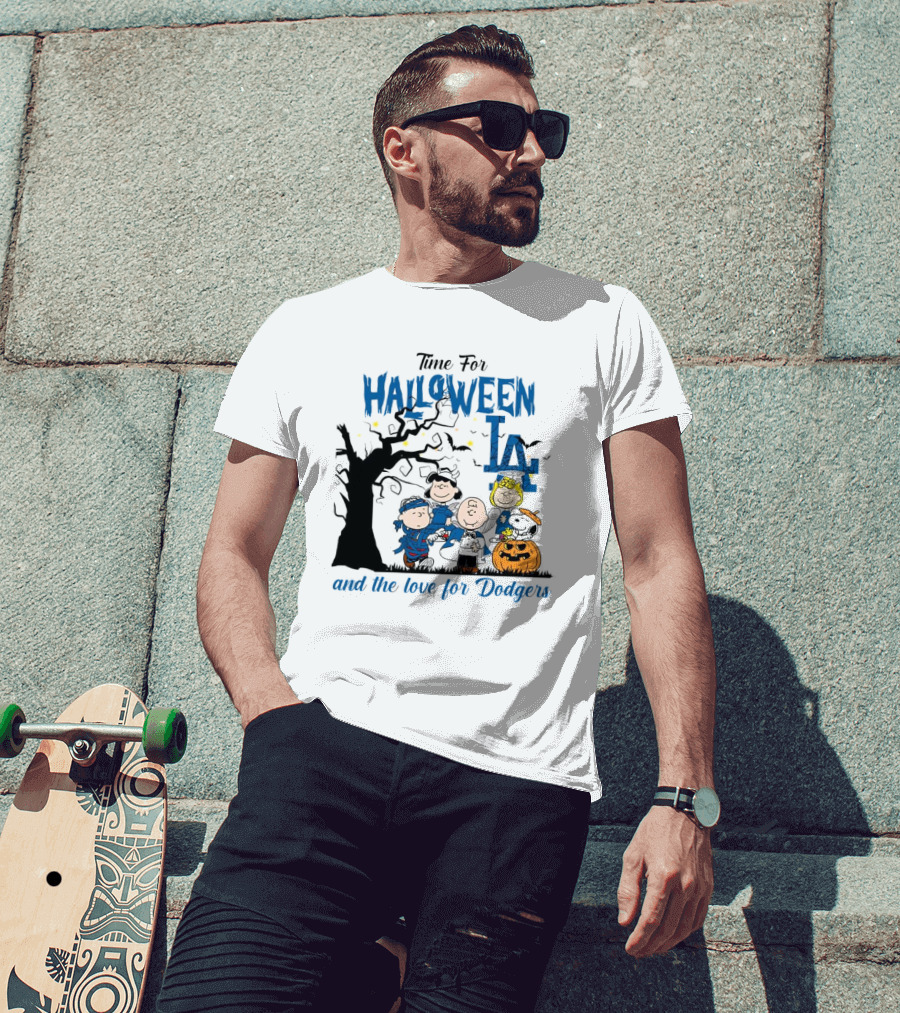 Time For Halloween LA And The Love For Dodgers Peanuts Characters T-Shirt