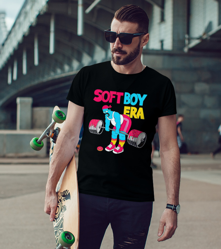 Soft Boy Era Donut Weightlifting Cartoon T-Shirt