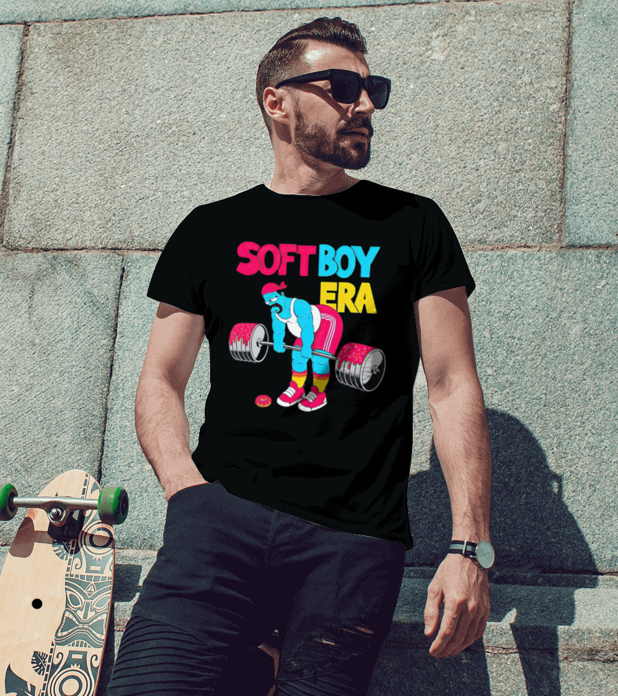 Soft Boy Era Donut Weightlifting Cartoon T-Shirt