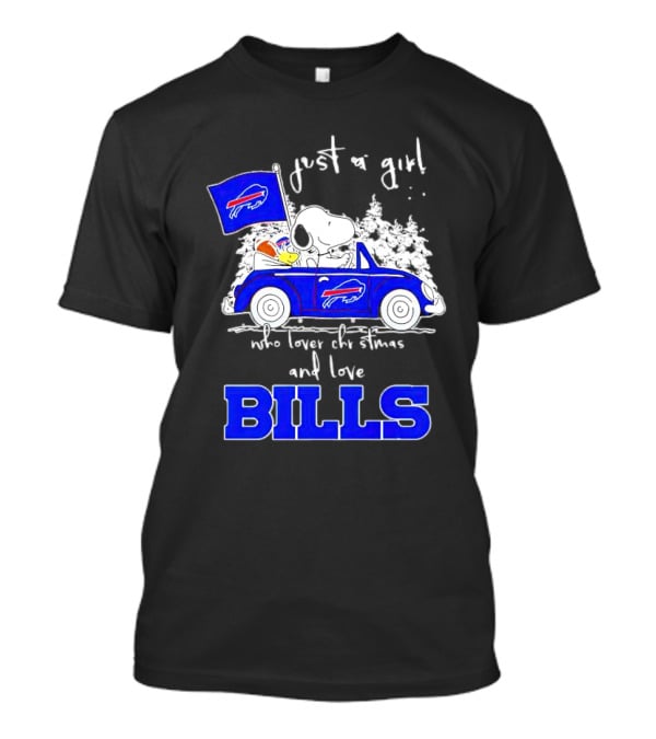 Just A Girl Who Loves Christmas And Love Bills Peanuts Characters Snoopy Buffalo Bills Car T-Shirt