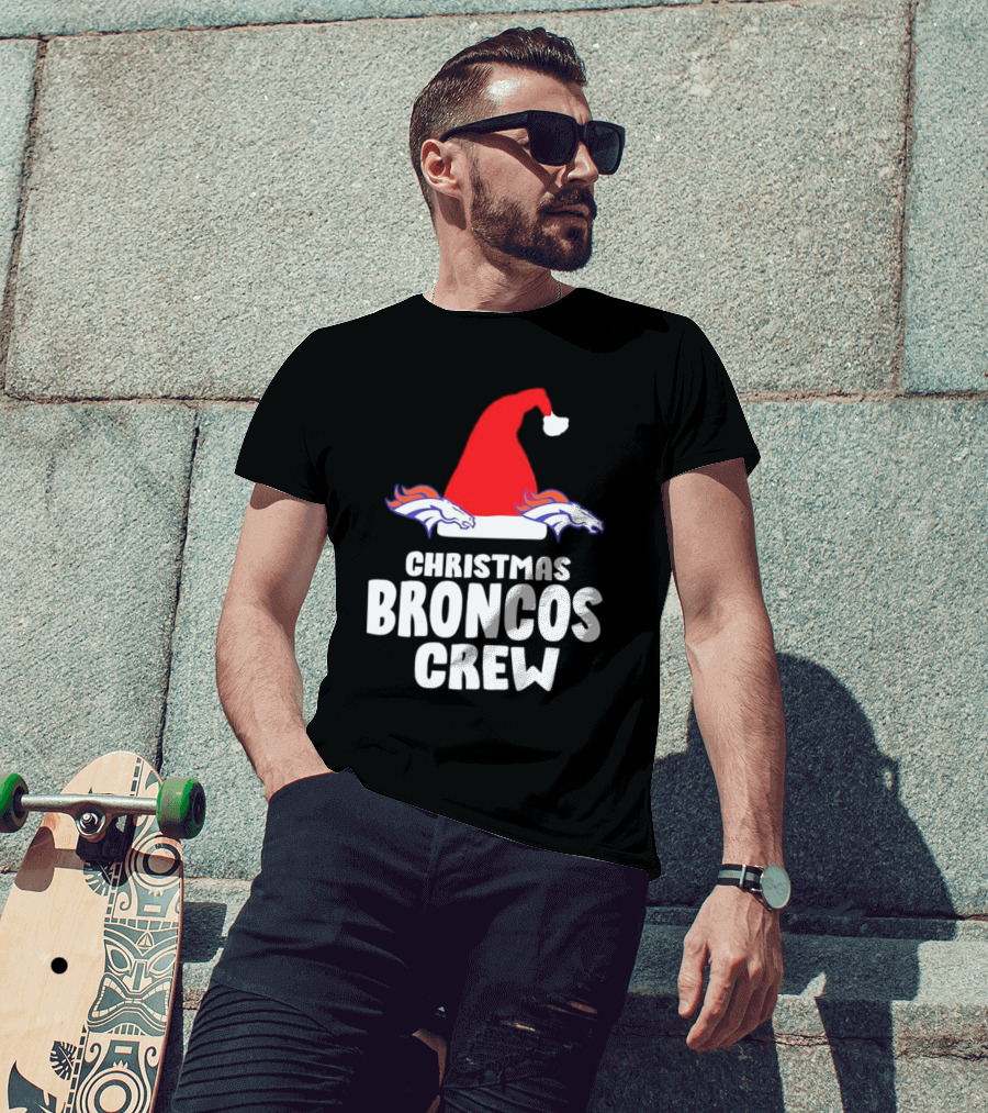 Christmas Broncos Crew Santa Hat T-Shirt