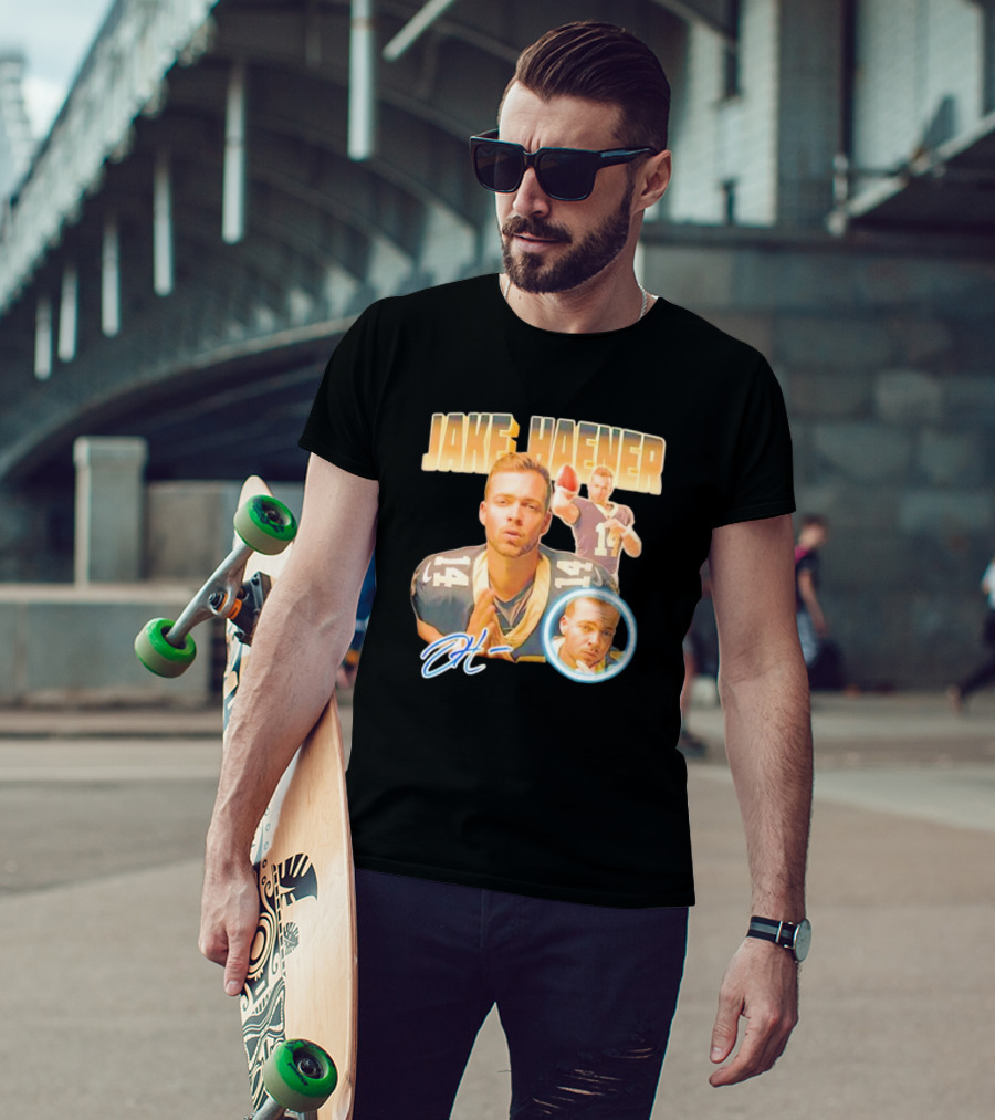 Jake Haener 14 Football Iconic Pose H- Signature T-Shirt
