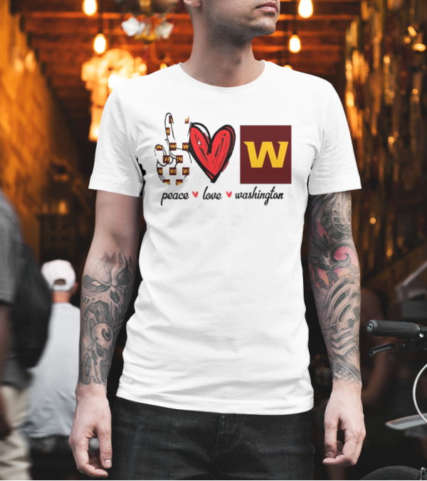 Peace Love Washington Commanders W Logo Football Team T-Shirt Peace Love Washington Commanders W Logo Football Team T-Shirt