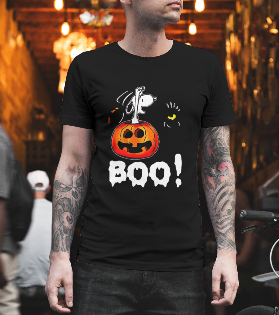Snoopy and Jack-O'-Lantern Boo Halloween T-Shirt