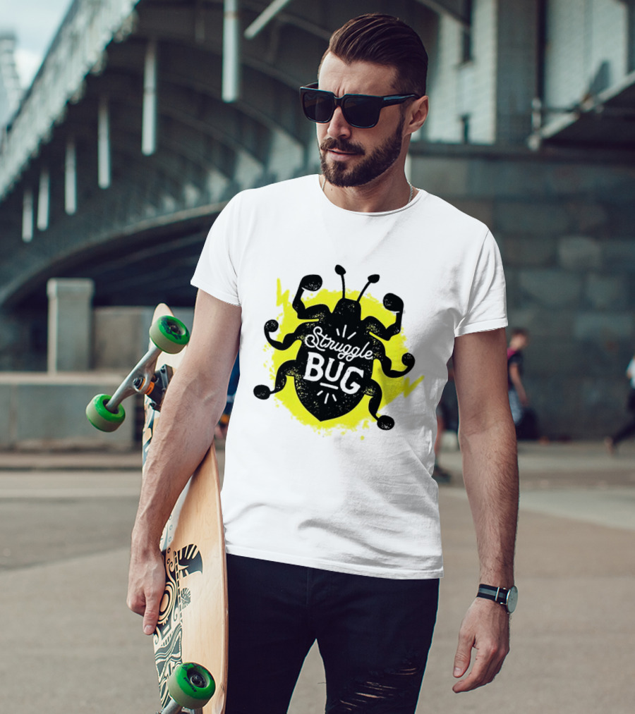 Struggle Bug Yellow Lightning Background T-Shirt