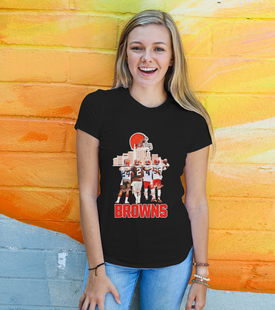 Browns Chubb Cooper Watson Garrett Cityscape Signatures T-Shirt