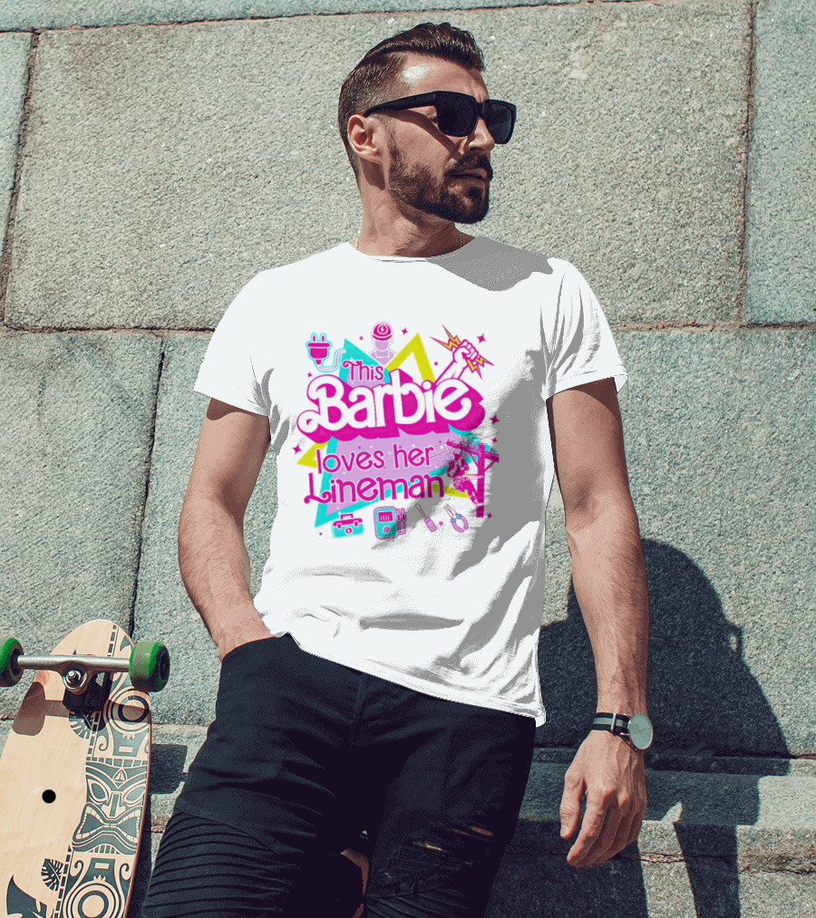 This Barbie Loves Her Lineman With Electric Tools And Power Lines T-Shirt