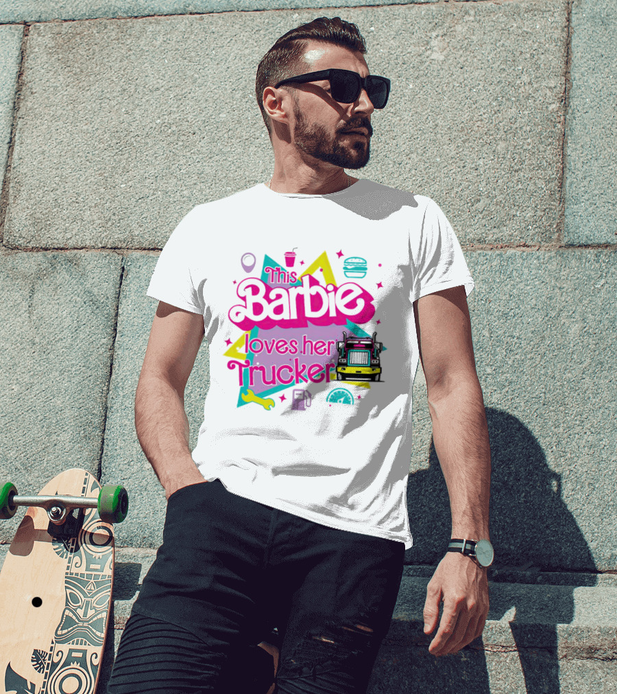This Barbie Loves Her Trucker Burger Truck GPS Wrench Stars T-Shirt