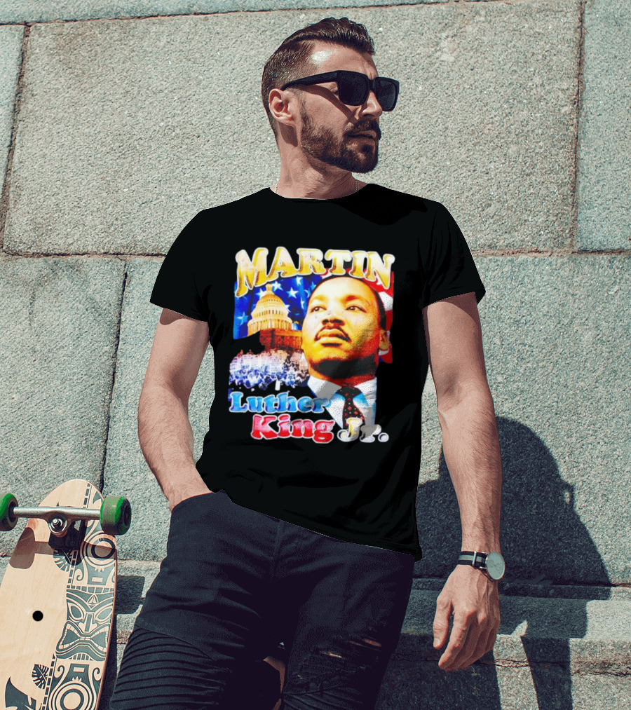 Martin Luther King Jr Vintage 90s American Flag Capitol T-Shirt