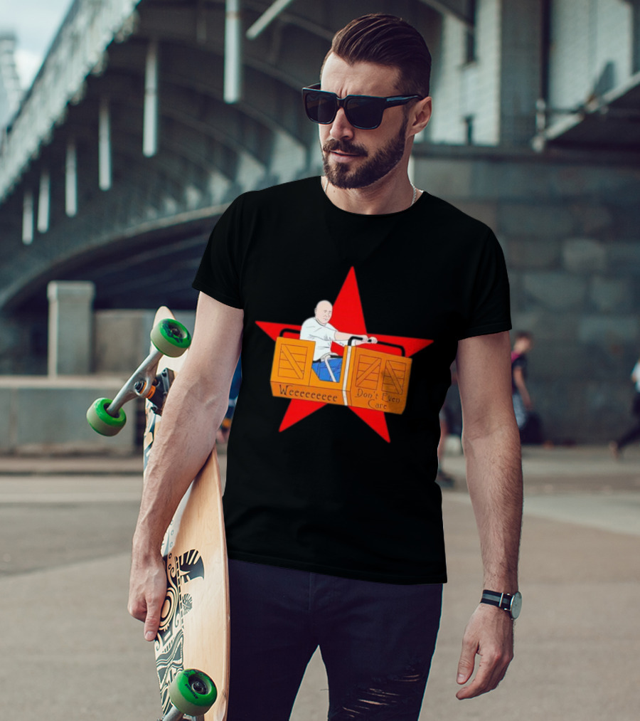 Weeeeeee Don't Even Care With Red Star Background Rollercoaster Ride T-Shirt