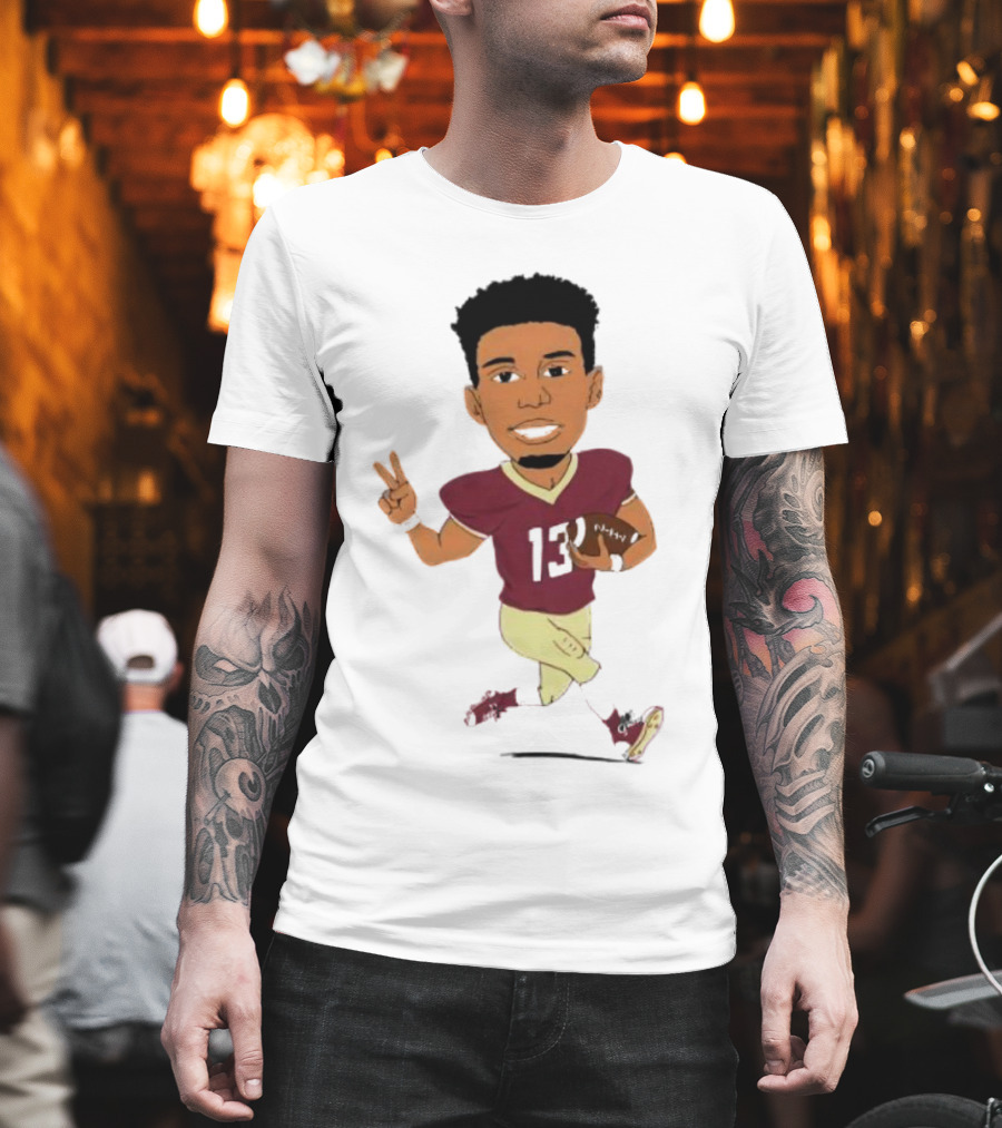 Jordan Travis II Cartoon Football Character Number 13 T-Shirt