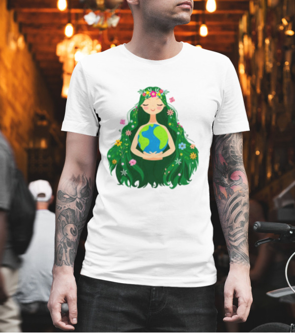 Beautiful Flowing Flower Earth Care Mother Nature Figure T-Shirt Beautiful Flowing Flower Earth Care Mother Nature Figure T-Shirt