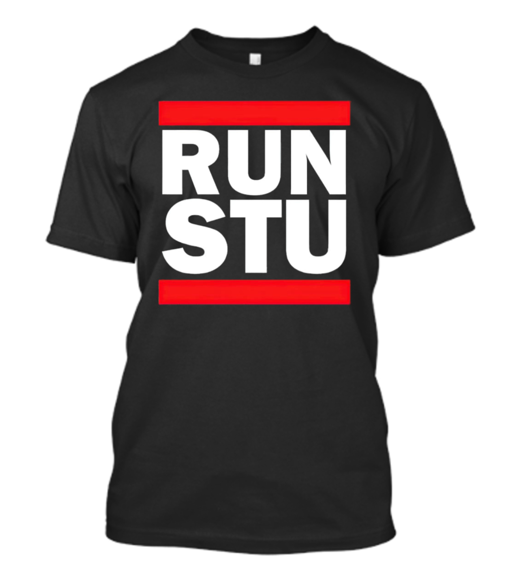 RUN STU Logo With Bold White Lettering In Red Bars T-Shirt