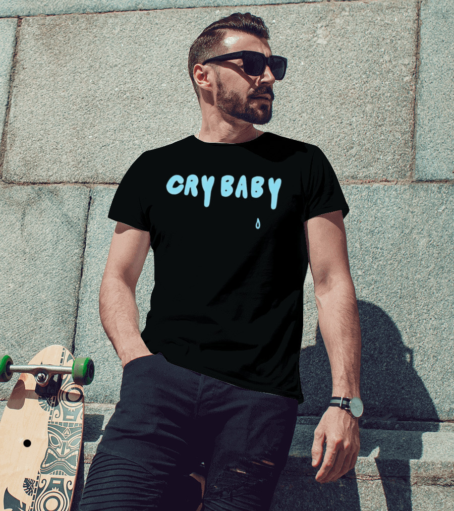 Renee Rapp Cry Baby Blue Text With Teardrop T-Shirt