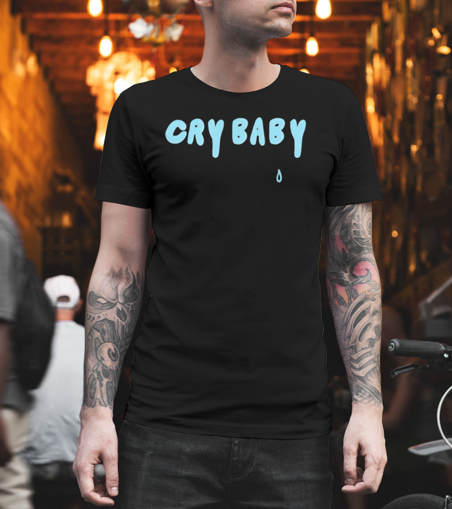 Renee Rapp Cry Baby Blue Text With Teardrop T-Shirt