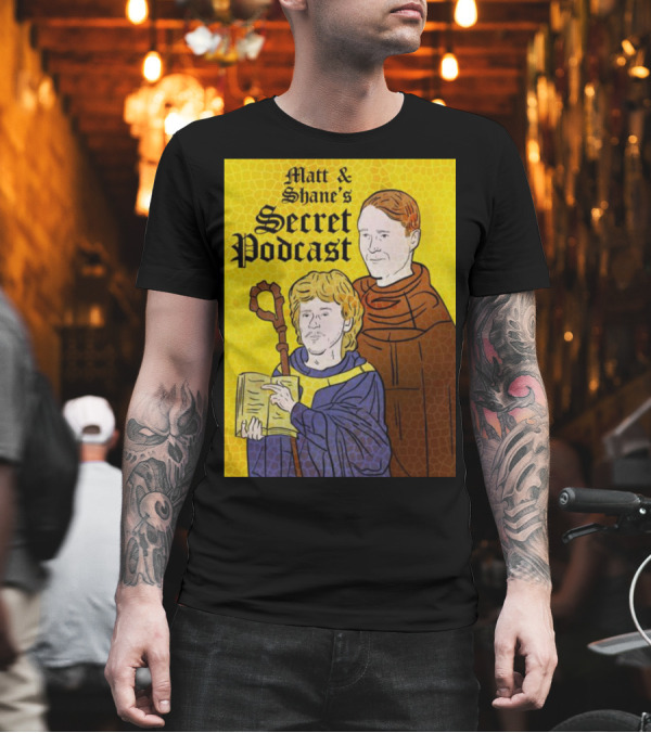 Matt and Shane's Secret Podcast Saintly Figures Mosaic T-Shirt Matt and Shane's Secret Podcast Saintly Figures Mosaic T-Shirt