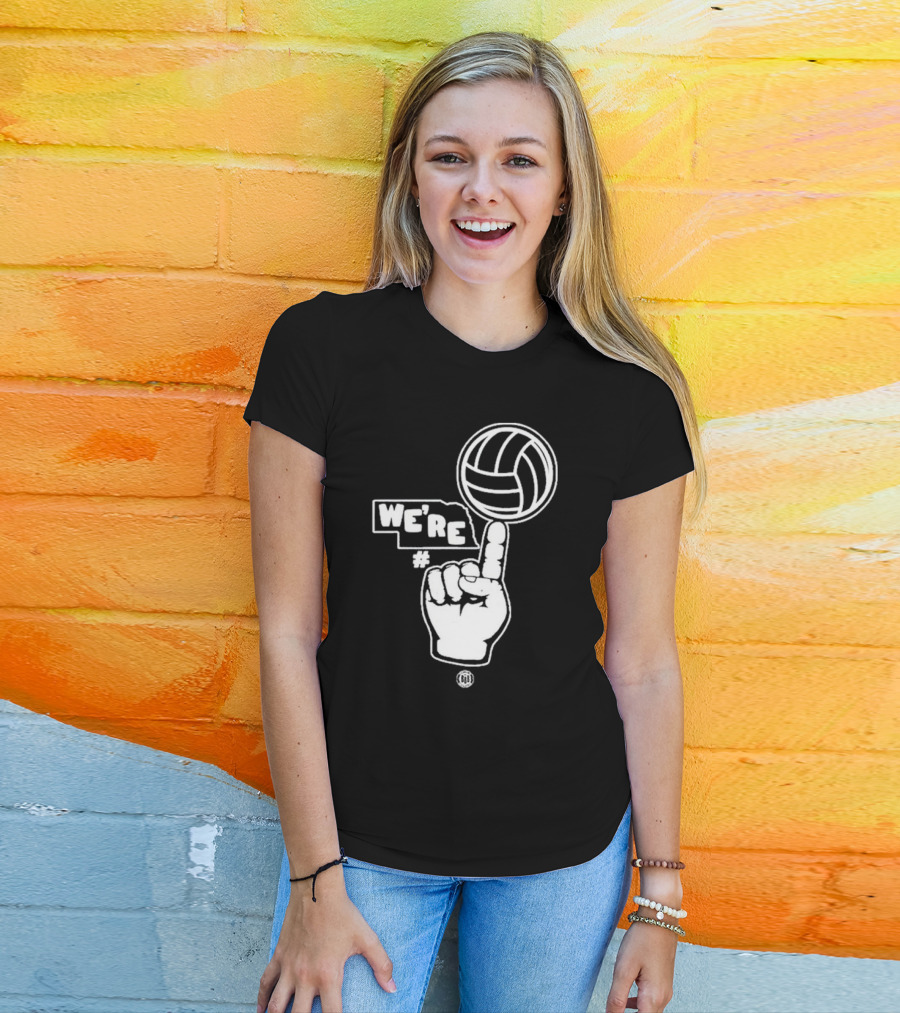 We're Number One Volleyball Finger Pointing T-Shirt