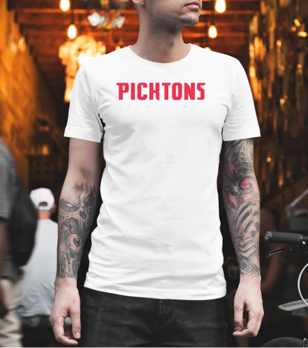 Picktons Basketball Bold Red Classic Sports T-Shirt Picktons Basketball Bold Red Classic Sports T-Shirt
