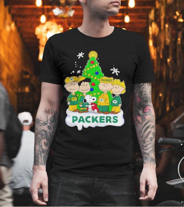 Packers Peanuts Characters Christmas Tree T-Shirt Packers Peanuts Characters Christmas Tree T-Shirt