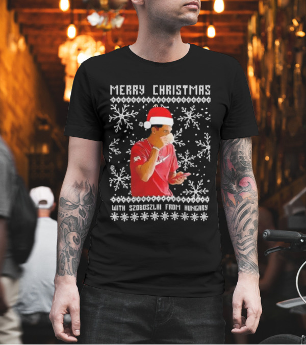 Merry Christmas with Szoboszlai from Hungary Ugly T-Shirt Merry Christmas with Szoboszlai from Hungary Ugly T-Shirt