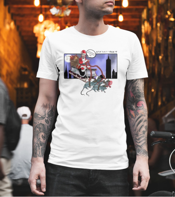 Josh Saves Christmas Chupacabras Sled New York City Skyline T-Shirt Josh Saves Christmas Chupacabras Sled New York City Skyline T-Shirt