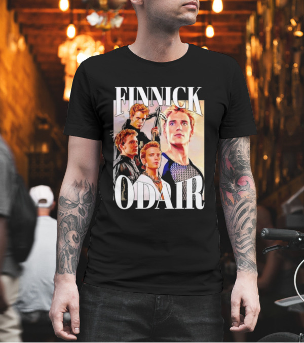 Finnick Odair Character Collage with Weaponry Elements T-Shirt Finnick Odair Character Collage with Weaponry Elements T-Shirt
