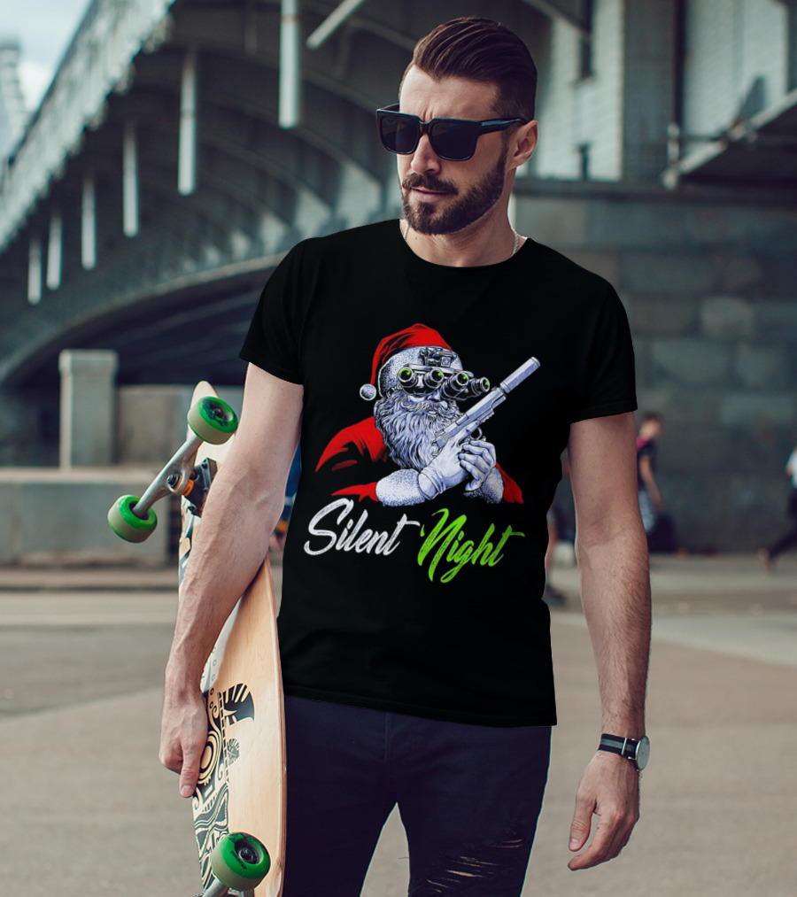 Silent Night Santa Claus With Night Vision And Rifle T-Shirt