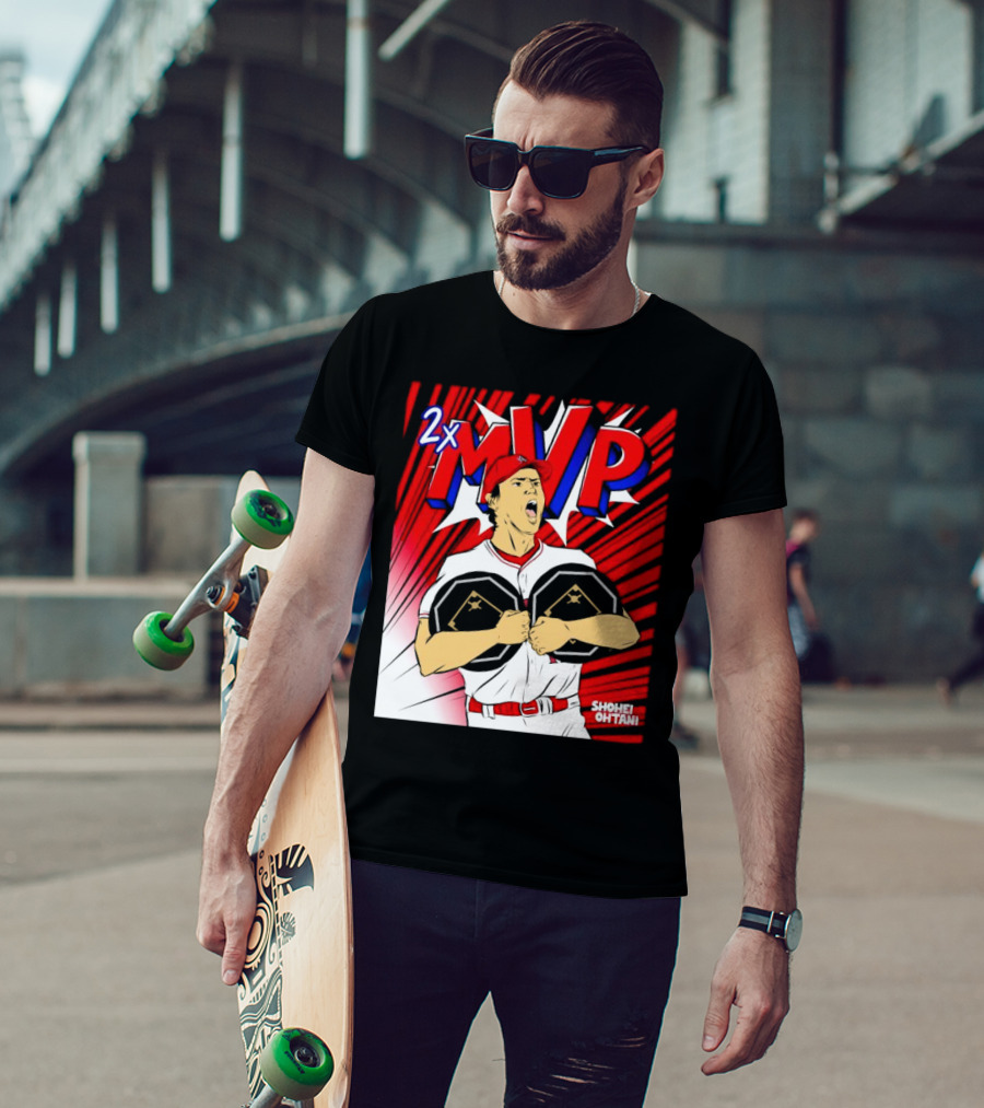 Los Angeles Angels Shohei Ohtani 2x MVP Comic T-Shirt