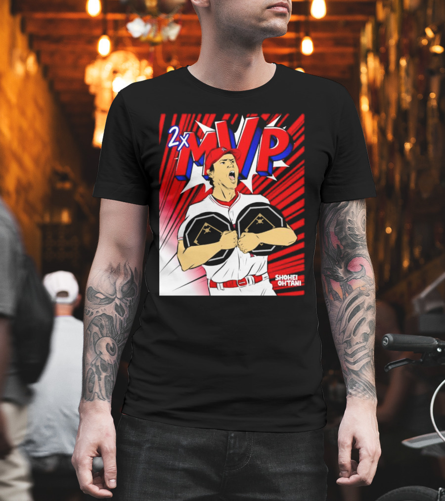 Los Angeles Angels Shohei Ohtani 2x MVP Comic T-Shirt