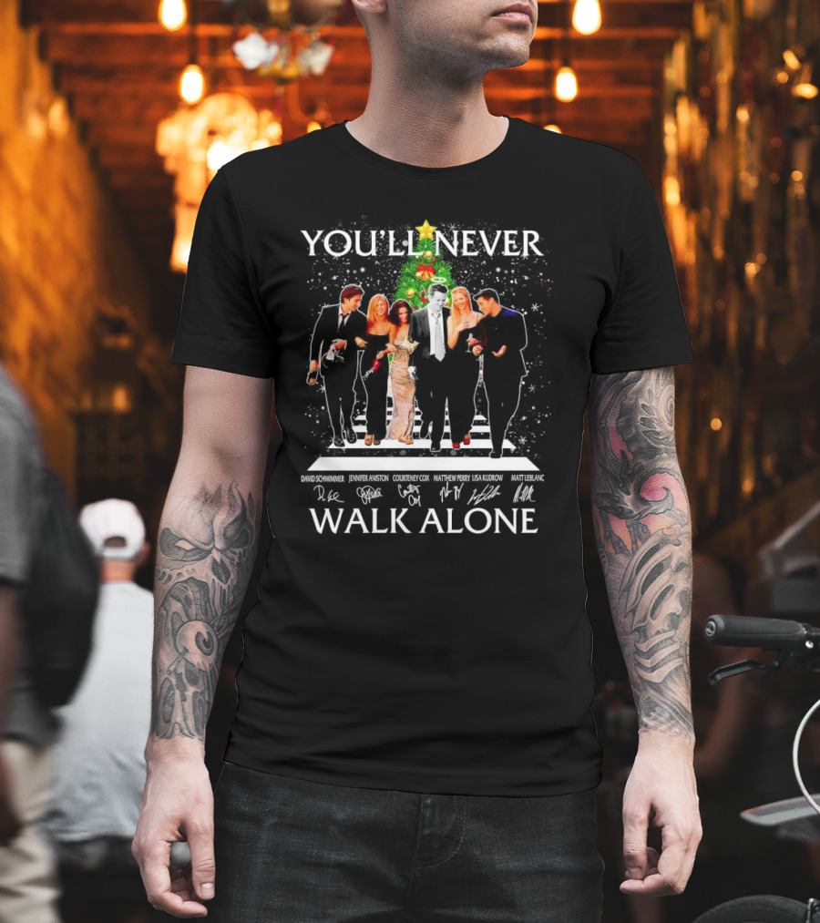 You'll Never Walk Alone Friends Characters Signatures Christmas Tree T-Shirt