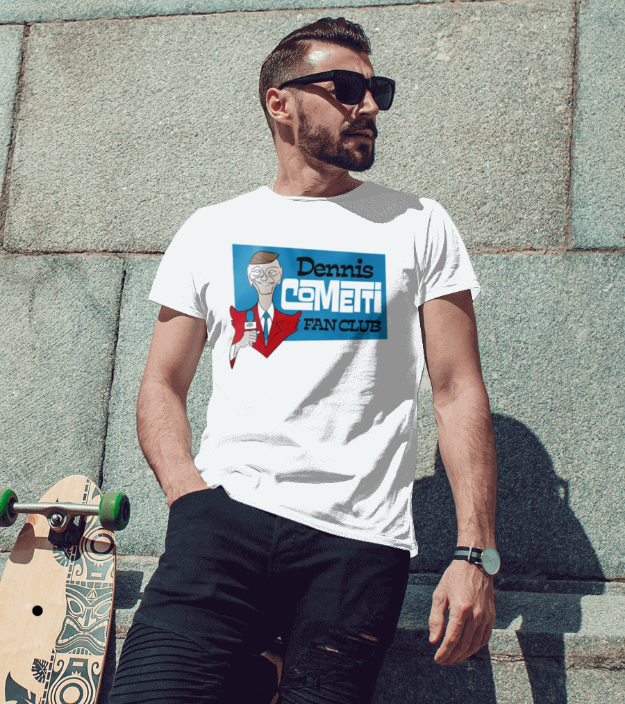 Dennis Cometti Fan Club Cartoon Broadcaster With Microphone T-Shirt