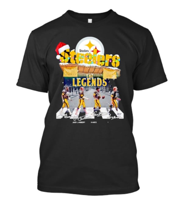 Steelers The Legends Abbey Road Joe Greene Jack Lambert Christmas Signatures T-Shirt