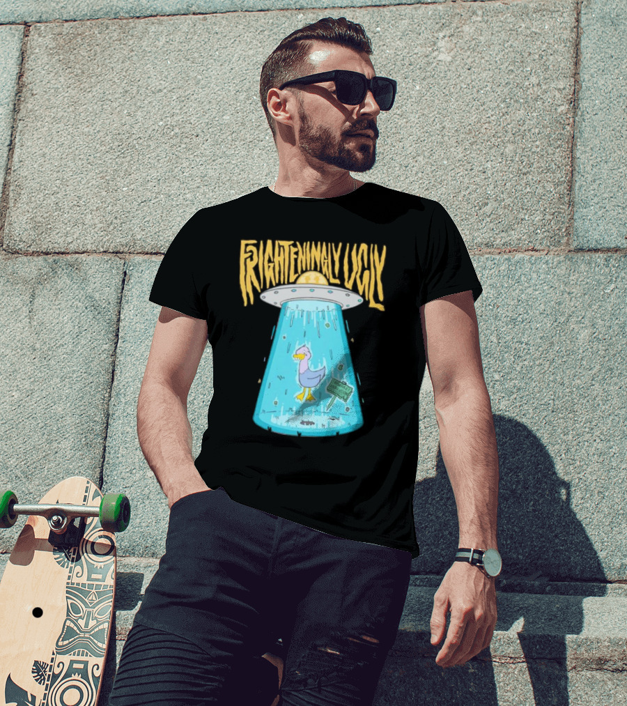 Frighteningly Ugly UFO Duck Abduction T-Shirt