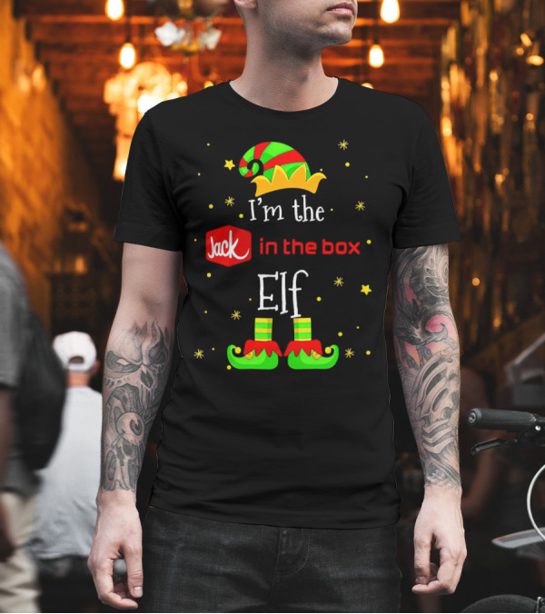 I’m the Jack in the Box Elf Christmas Green Red Hat Shoes Stars T-Shirt I’m the Jack in the Box Elf Christmas Green Red Hat Shoes Stars T-Shirt