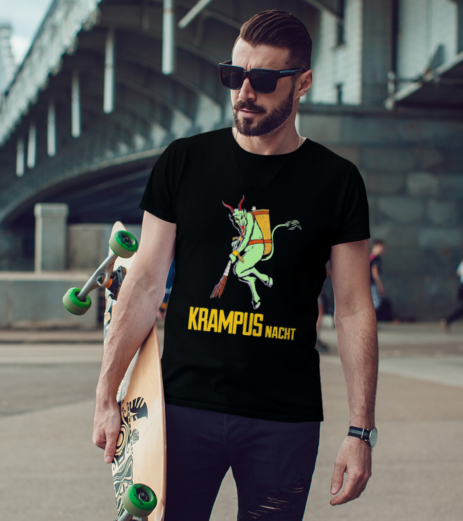 KRAMPUS NACHT Vintage Green Demon With Basket And Birch Bundle T-Shirt
