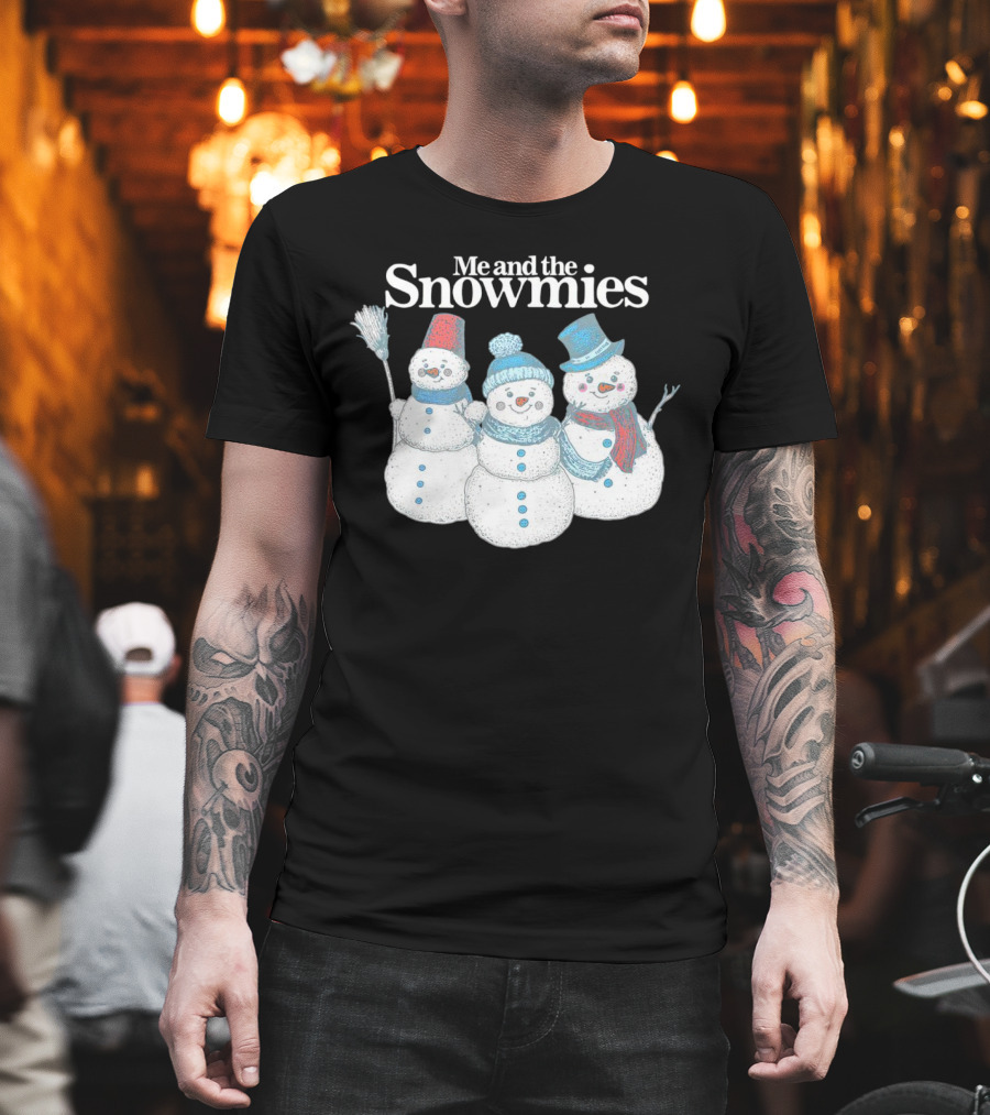 Me and the Snowmies Christmas Trio with Brooms and Hats T-Shirt