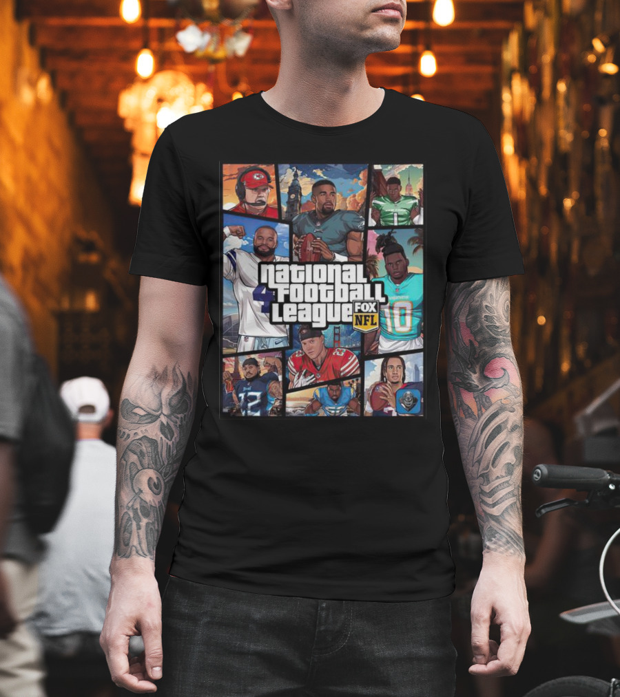 National Football League NFL Teams Players Fox Sports Grand Theft Auto T-Shirt