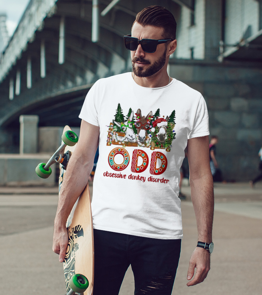 ODD Obsessive Donkey Disorder Christmas Holiday Donkeys With Festive Decorations T-Shirt