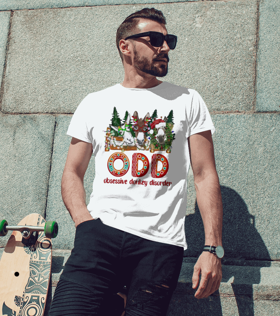ODD Obsessive Donkey Disorder Christmas Holiday Donkeys With Festive Decorations T-Shirt
