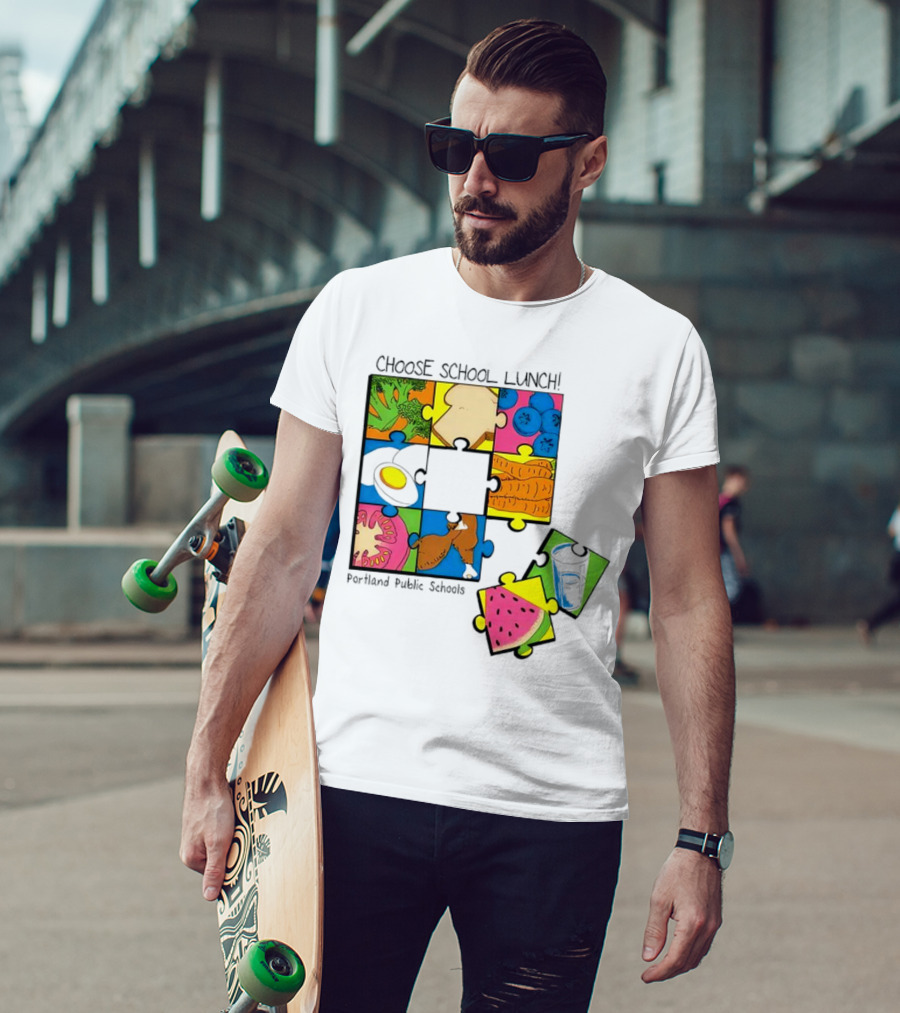 Choose School Lunch Puzzle Portland Public Schools Food Elements T-Shirt