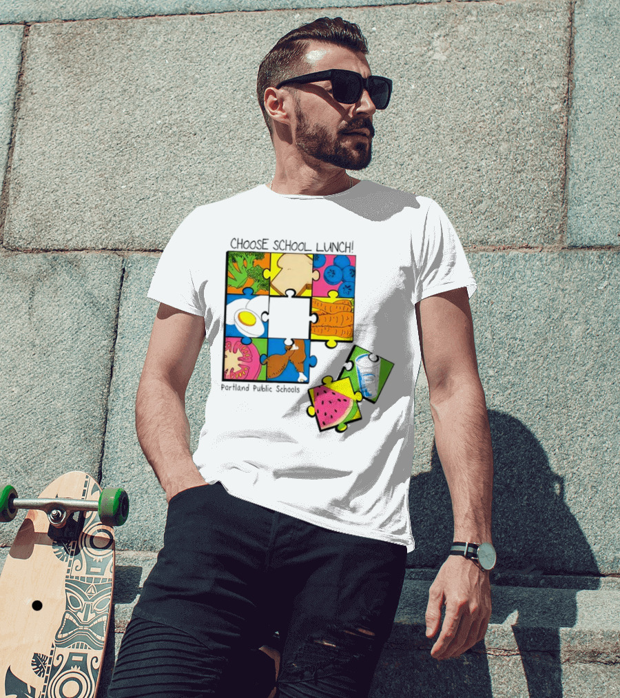 Choose School Lunch Puzzle Portland Public Schools Food Elements T-Shirt