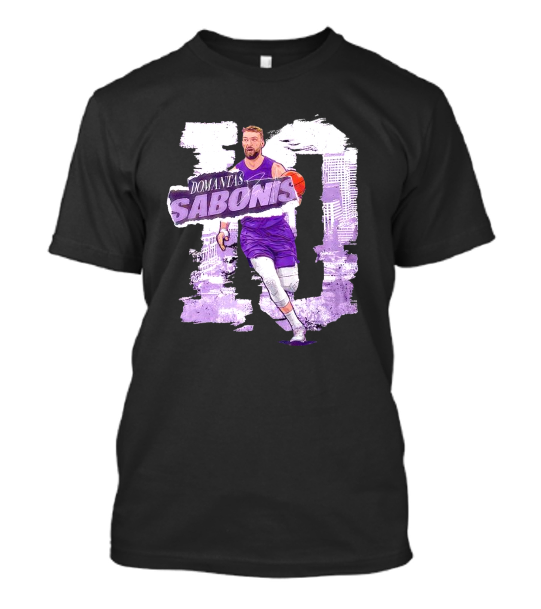 Domantas Sabonis Sacramento Basketball Purple T-Shirt