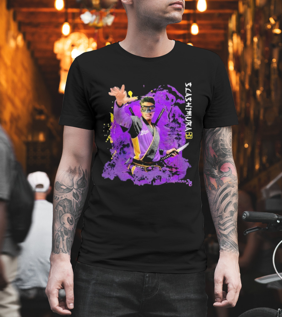 Rui Slashimura 28 Purple Warrior With Mask And Swords T-Shirt