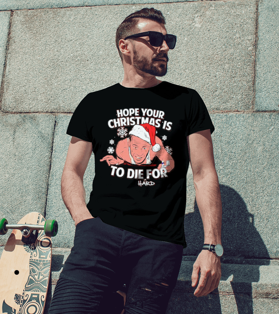 Hope Your Christmas Is To Die Hard Snowflakes Santa Hat Candle T-Shirt