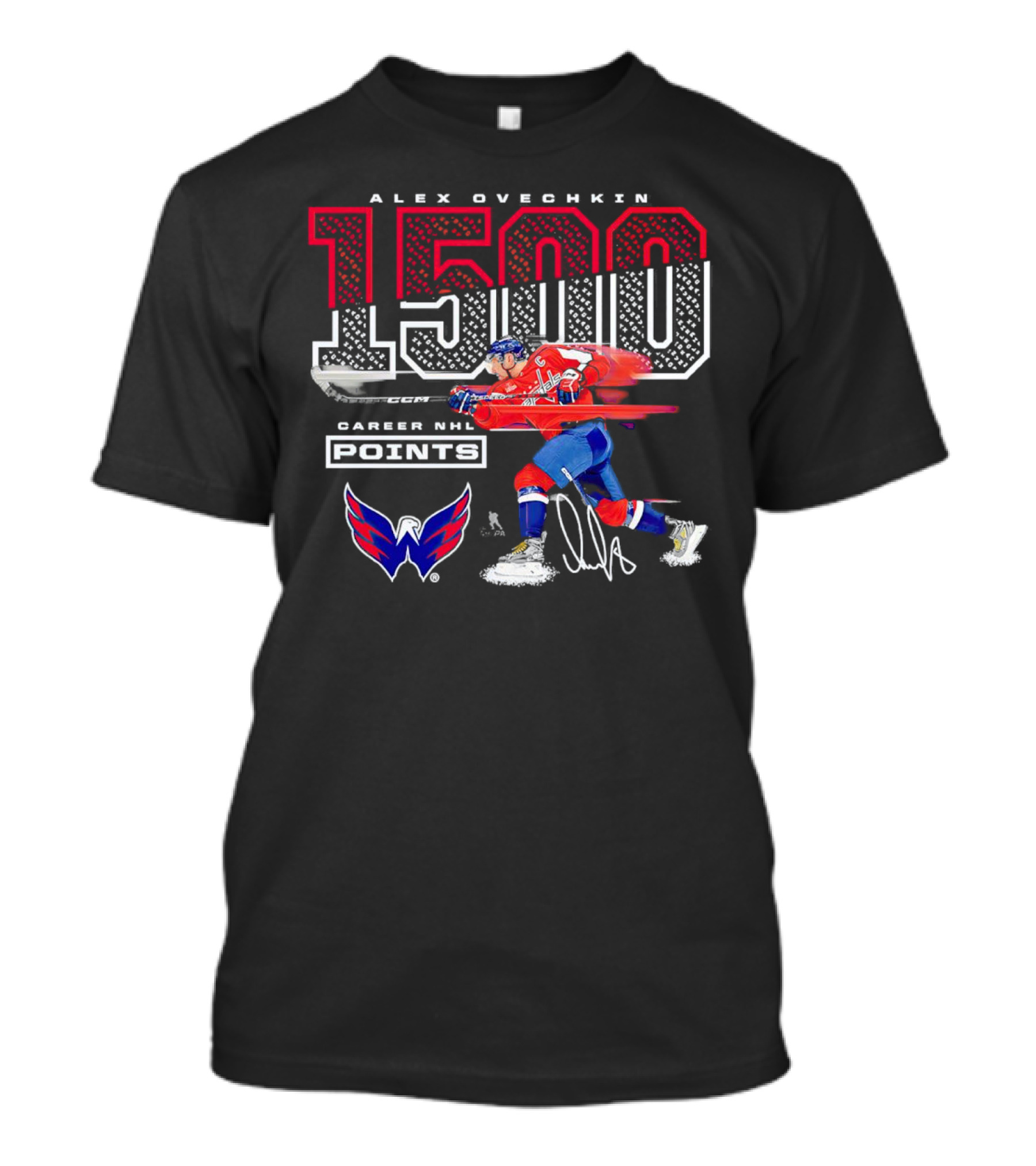Alex Ovechkin 1500 Career NHL Points Washington Capitals Hockey Achievement T-Shirt
